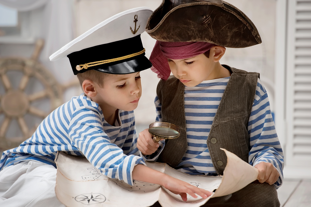 Two kids dressed as pirates.