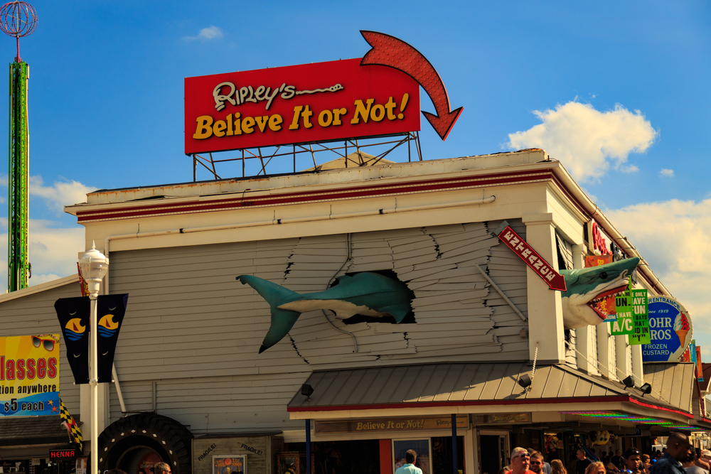 Ripley's Believe it Or Not museum, with shark sticking out of the side.