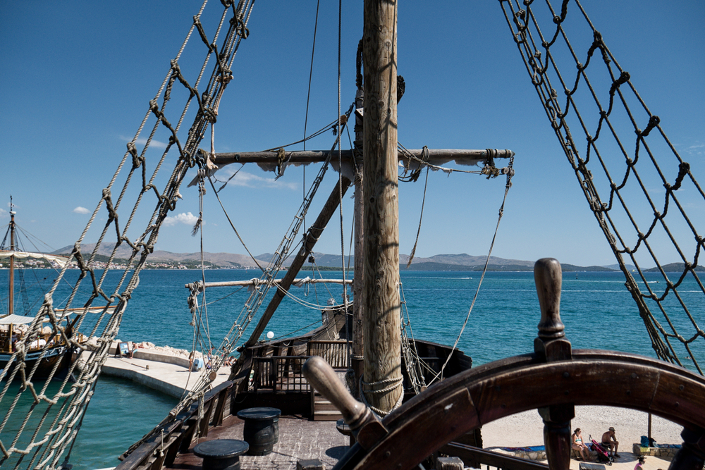 View of the sea from a pirate ship